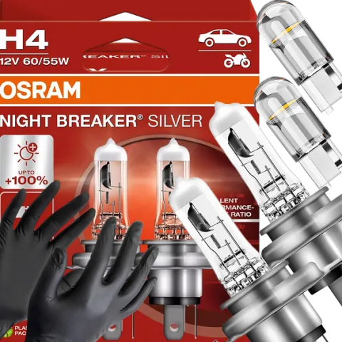 Żarówki Osram H4 Night Breaker Silver +100% W5W Led Clear Rękawiczki
