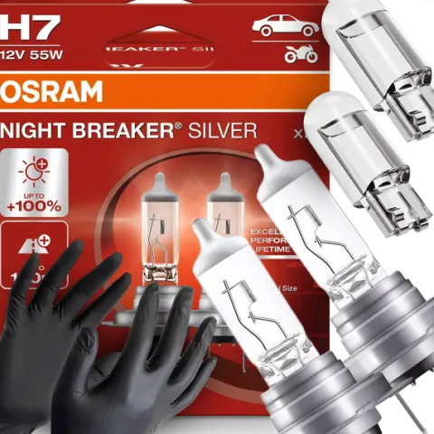 Żarówki Osram H7 Night Breaker Silver +100% W5W Led Clear Rękawiczki