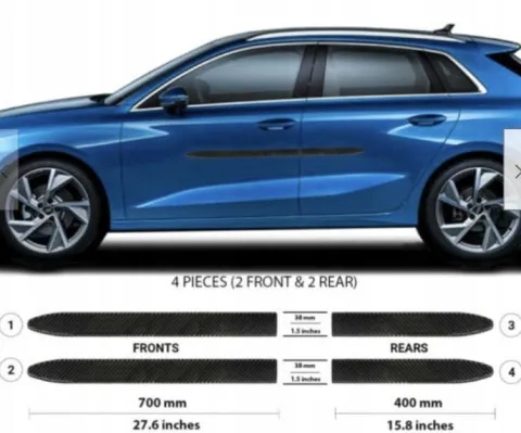 Audi A3 2021+ Listwy CZARNE Boczne Drzwi