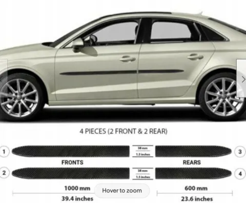 Audi A3 2014+ Sedan Listwy CZARNE Boczne Drzwi