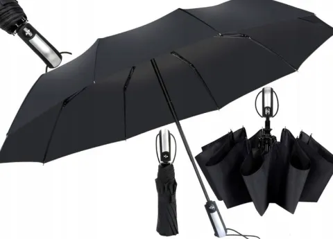 Automatyczna Parasolka Czarna Parasol Mocny Włókno