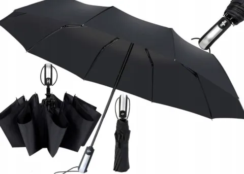 Automatyczna Parasolka Czarna Parasol Mocny Włókno