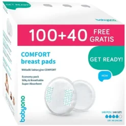 BABYONO Wkładki laktacyjne comfort 140 sztuk