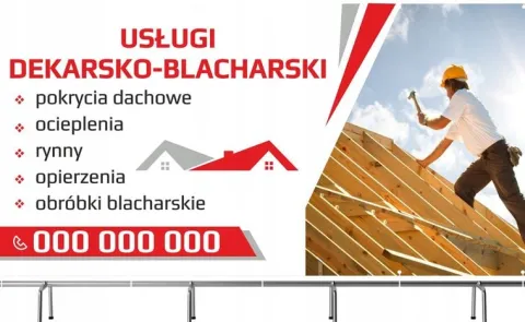 BANER REKLAMOWY 130x80cm gotowy projekt USŁUGI DEKARSKIE RYNNY plandeka