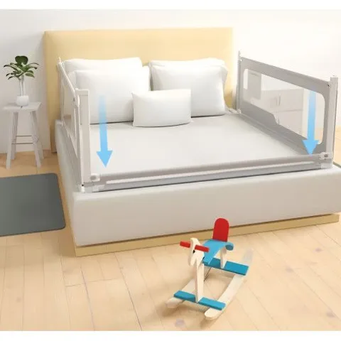 BARIERKA DO ŁÓŻKA ECOTOYS 180CM REGULOWANA SZARA BIAŁA