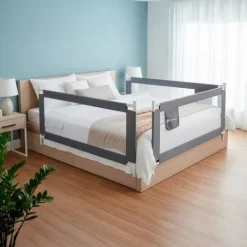 Barierka ochronna do łóżka 160 cm zabezpieczająca uniwersalna dla dzieci składana szara