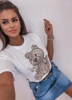 BAWEŁNIANY T-SHIRT BEAR Z CEKINAMI