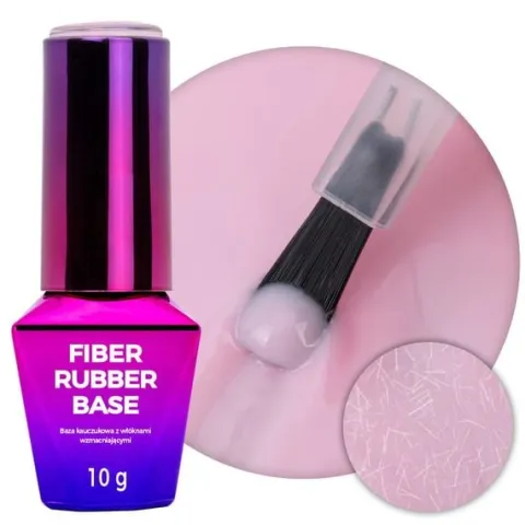 Baza kauczukowa z włóknami MollyNails Rubber Fiber Base Angel Pink 10g