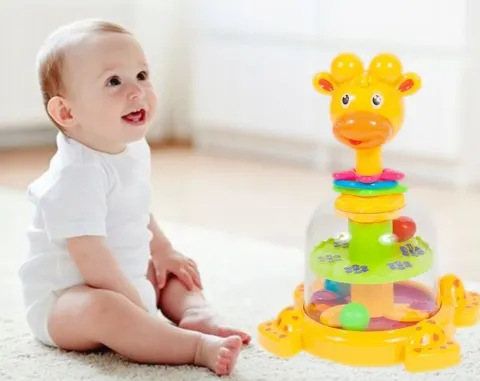 BĄCZEK SPINNER DLA DZIECI ŻYRAFKA Z KULECZKAMI ZABAWKA WIRUJĄCA DLA DZIECI