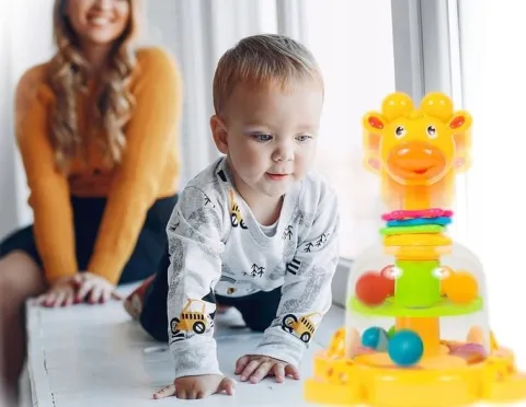BĄCZEK SPINNER DLA DZIECI ŻYRAFKA Z KULECZKAMI ZABAWKA WIRUJĄCA DLA DZIECI