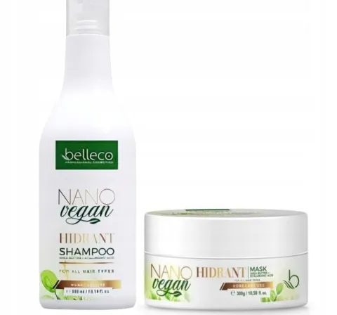 BELLECO VEGAN Zestaw Szampon + odżywka po zabiegu nanoplastii 2x 300ml