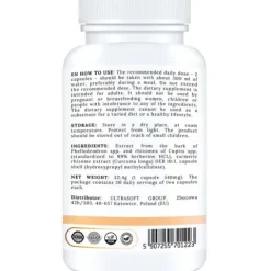 BERBERYNA HCL 1000 MG 99% KURKUMA EKSTRAKT GLUKOZA INSULINA METABOLIZM 60T