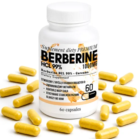 BERBERYNA HCL 1000 MG 99% KURKUMA EKSTRAKT GLUKOZA INSULINA METABOLIZM 60T