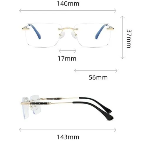 Bezramkowe okulary zerówki do komputera z filtrem Blue Light 25188 złoty