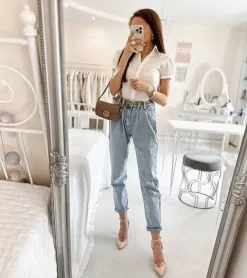 Biała damska koszula elegancka taliowana 0666 21446 rozmiar XL
