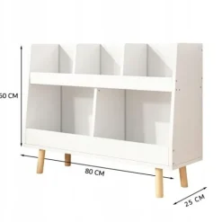 Biały regał na książki zabawki dla dzieci stojąca biblioteczka 60cm
