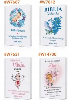 Biblia dla dziecka PREZENT na CHRZEST pamiątka Chrztu+ NADRUK DEDYKACJI