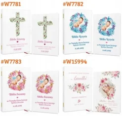 Biblia na KOMUNIĘ w szkatułce pamiątka Komunii dla dziewczynki +NADRUK