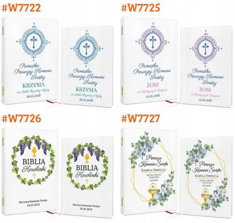 Biblia prezent na CHRZEST KOMUNIĘ w drewnianej szkatułce pamiątka + NADRUK
