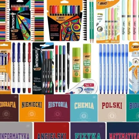 BIC WYPRAWKA SZKOLNA ZESZYTY TEMATYCZNE ZESTAW DO SZKOŁY klasa 4-8 Bidon