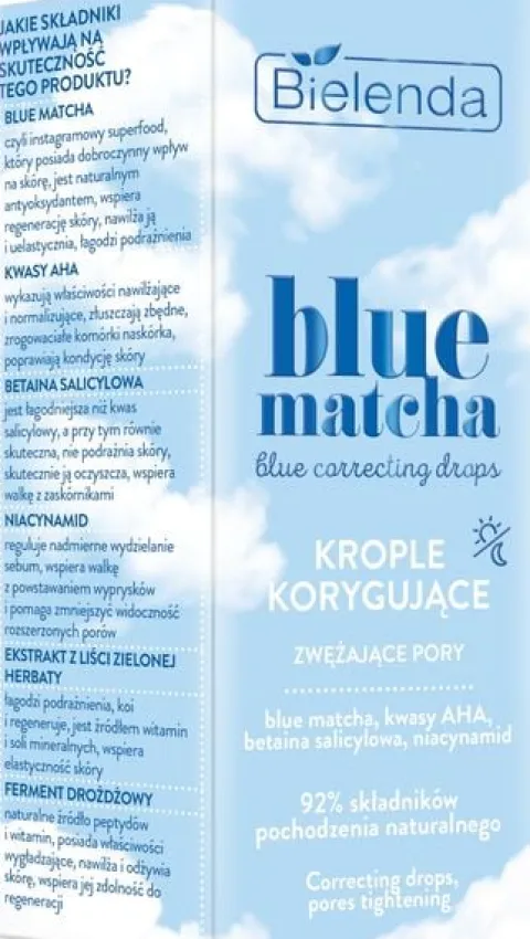 BIELENDA BLUE MATCHA KROPLE DO TWARZY KORYGUJĄCE ZWĘŻAJĄCE PORY 30 ML