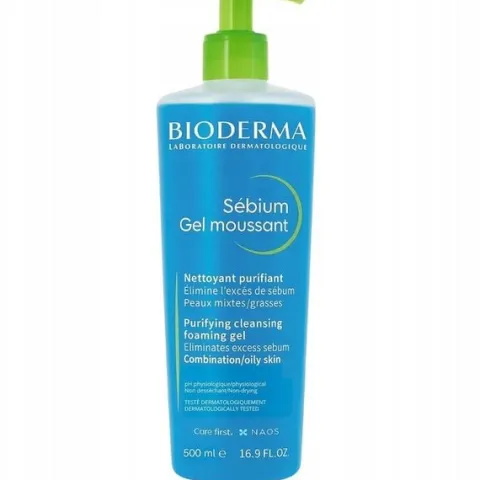 Bioderma Sebium moussant, antybakteryjny żel do mycia twarzy, 2 x 500ml