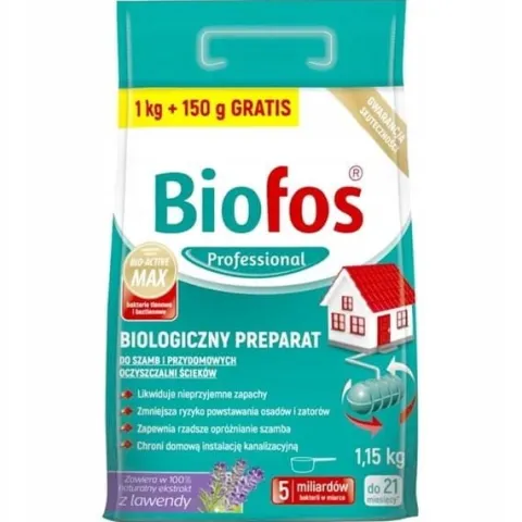 BIOFOS PROFESSIONAL 1kg + 150g do szamb i przydomowych oczyszczalni ścieków