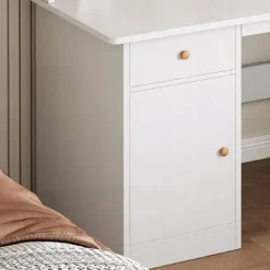 BIURKO KOMPUTEROWE BIAŁE LOFT POD LAPTOP KOMPUTER NOWOCZESNE Z 7 PÓŁKAMI