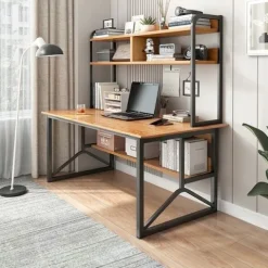 BIURKO KOMPUTEROWE CIEMNY BUK POD LAPTOP STOLIK GAMINGOWE NOWOCZESNE LOFT