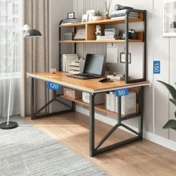 BIURKO KOMPUTEROWE CIEMNY BUK POD LAPTOP STOLIK GAMINGOWE NOWOCZESNE LOFT