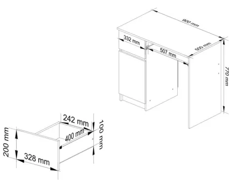 BIURKO KOMPUTEROWE 90 cm PIKSEL LEWE OLCHA