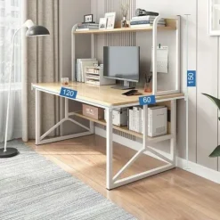 BIURKO KOMPUTEROWE JASNY DĄB POD LAPTOP STOLIK GAMINGOWE NOWOCZESNE LOFT