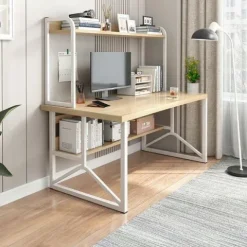 BIURKO KOMPUTEROWE JASNY DĄB POD LAPTOP STOLIK GAMINGOWE NOWOCZESNE LOFT
