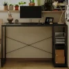 Biurko komputerowe stolik loft czarne solidne z półkami industrialne 120