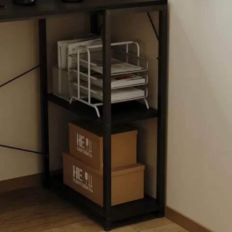 Biurko komputerowe stolik loft czarne nowoczesne z półkami industrialne 120