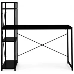 BIURKO KOMPUTEROWE 120X60 CM Z REGAŁEM 3 PÓŁKI CZARNE MODERNHOME