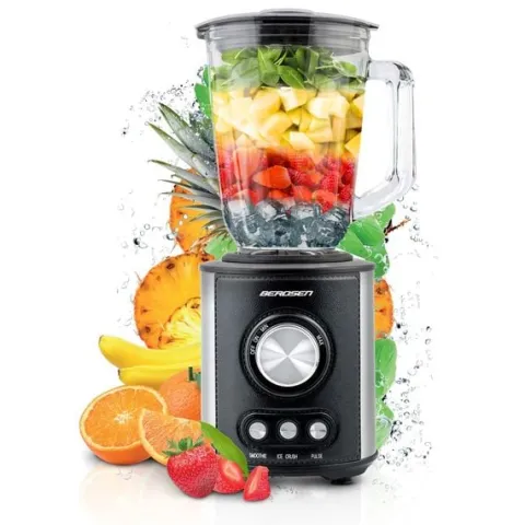 Blender kielichowy szklany do smoothie koktajli kruszy lód 1,5L 800W BD-751 Berdsen czarny