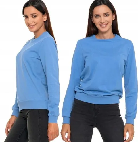 Bluza Damska Dresowa Bawełniana Bez Kaptura Wkładana Niebieska MORAJ XL