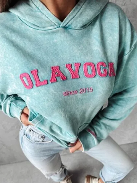 Bluza damska OLAVOGA PEONY miętowa - UNI