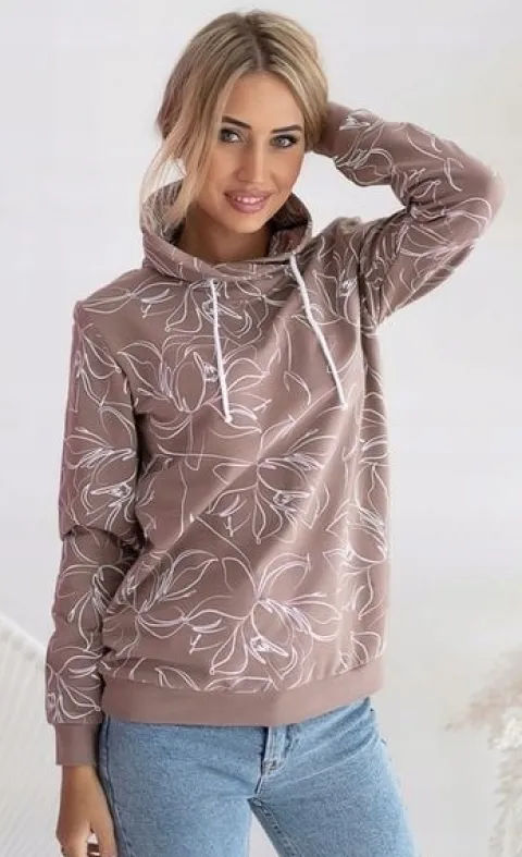 BLUZA DRESOWA DAMSKA BAWEŁNIANA Z KOMINEM W PRINT KWIATY KOLORY ROZMIARY