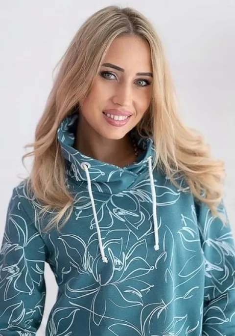 BLUZA DRESOWA DAMSKA BAWEŁNIANA Z KOMINEM W PRINT KWIATY KOLORY ROZMIARY