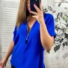 Bluzka ZAMEK Krótki Rękaw wisiorek dekolt cyrkonie 44 46 48