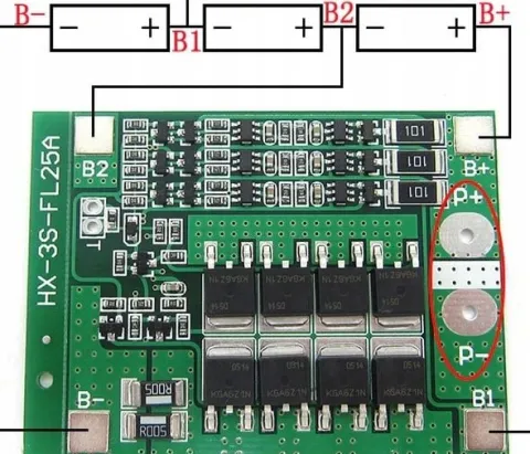 BMS 3S 25A 18650 ładowarka balanser HX-3S-FL25A