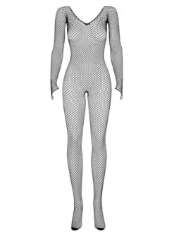 Bodystocking N109 czarne - klasyka z szerokim dekoltem Obsessive S/L