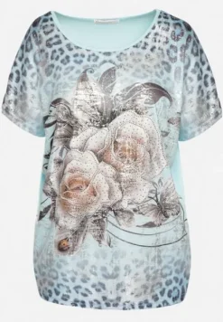 Born2Be Jasnoniebieski T-shirt damski S/M Cyrkonie