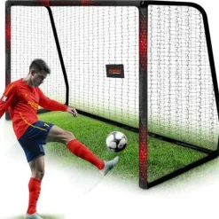 Bramka do piłki nożnej 300 x 200 x 120 cm NS-473 czarno-czerwona