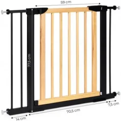 BRAMKA ECOTOYS METALOWA DREWNIANA 74-100CM MONTAŻ BEZ WIERCEŃ