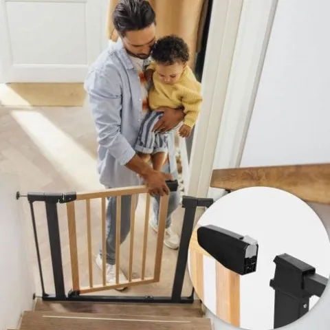 BRAMKA ZABEZPIECZAJĄCA ECOTOYS METAL DREWNO 74-80 CM AUTOMATYCZNA