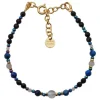 Bransoletka mix - Turmalin, Lapis Lazuli, Labradoryt, hematyt i srebro złocone