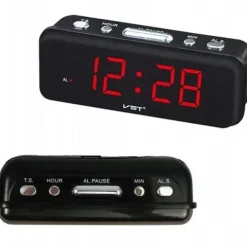 Budzik zegar elektroniczny cyfrowy LED 24h głośny alarm drzemka